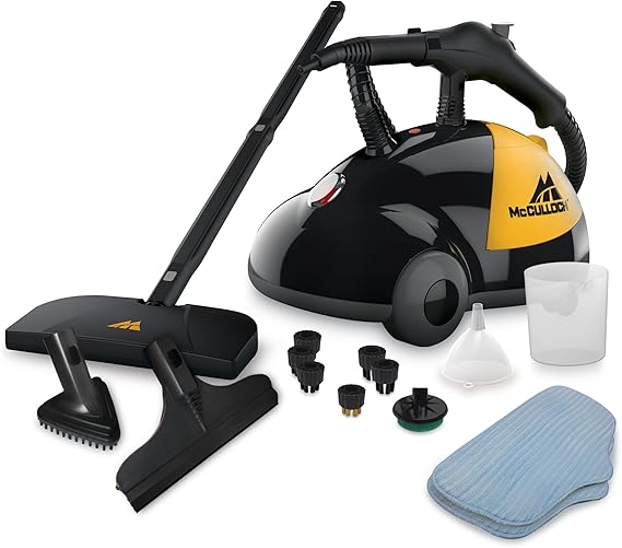 McCulloch MC1275 Heavy-Duty Steam Cleaner, 45 Minute Runtime, 18 Accessories: Mop Head, Brushes, More - Built for Home, Tile, Grout, Carpet, Furniture, Personal Car Detailing