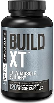 Jacked Factory Build-XT Daily Muscle Builder & Performance Enhancer - Muscle Building Supplement for Muscular Strength & Growth | Trademarked Ingredients Peak02, ElevATP, Astragin - 120 Veggie Pills