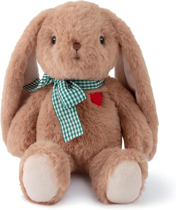Small Bunny Plush with Heart Cute Brown Rabbit Stuffed Animals Soft Stuffed Bear Plush Bear Plushie Toys Gifts for Girlfriend Boyfriend Kid