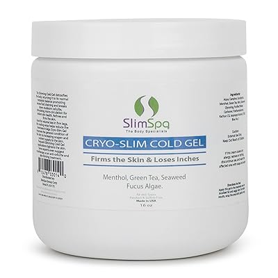 SlimSpa Cyro-Slim Cold Gel - Skin Firming & Tightening Cryo Gel Solution With Menthol & Green Tea - Targets Cellulite On Tummy, Legs, Butt - Promotes Fluid Drainage - 16oz