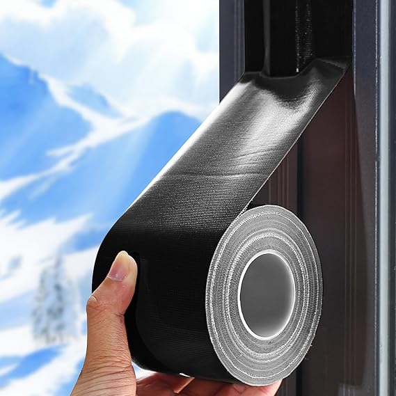 Window Sealing Tape, Window AC Insulation Air Conditioner Sealing Around Frame, 3 inch X 65.5 FT, Blocker for Cold Heat Air, Waterproof Tape for Repair, Heavy Duty No Residue (Black)
