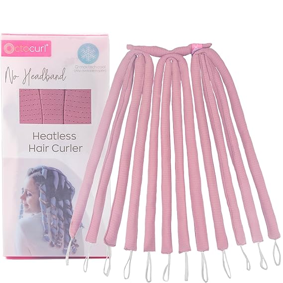 Octocurl No Headband Heatless Curlers for Medium to Thin Hair Lightweight Curling System for Controlled, 360 Heat-Free Curls