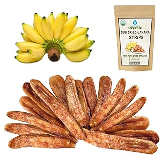Sundried Banana Strips | Certified Organic Whole Fruit Snacks | No Added Sugar, Unsulfured, Gluten-Free & Non-GMO | High Fiber & Potassium Healthy Energy - 100% Pure Natural Dried Fruit 12.6 OZ Banana Strips