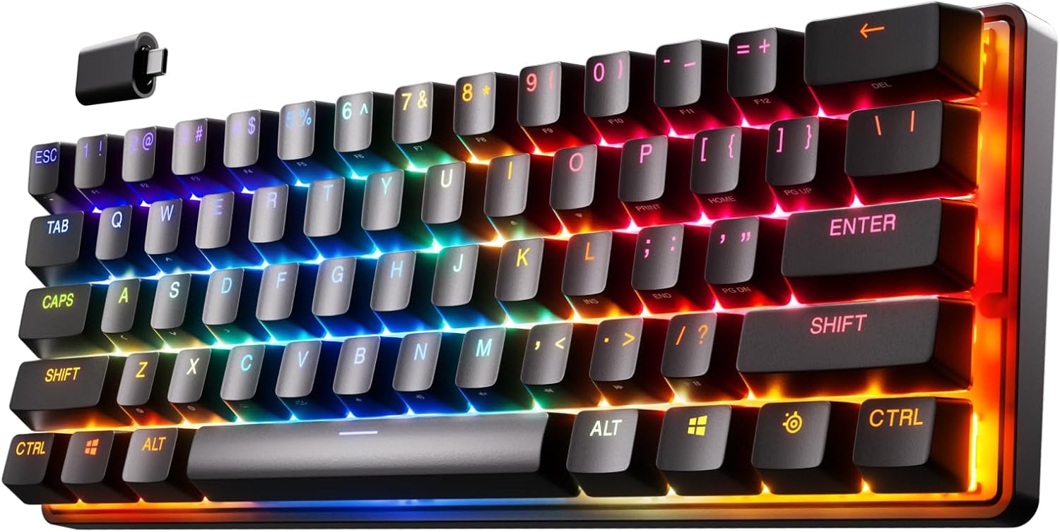 SteelSeries Apex Pro TKL Gen 3 OmniPoint 3.0 HyperMagnetic Switches Adjustable Actuation Rapid Trigger Game-Ready Presets Protection Mode Rapid TapSOCD OLED RGB PBT Keycaps USB-C