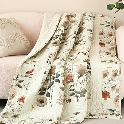 DaDa Bedding Enchanted Meadow Reversible Floral Cozy Lightweight Lap Throw - Perfect for Couch or Bed, Beige Victorian Garden Pallete, All-Season Comfort, Machine Washable, 50x60 Inches