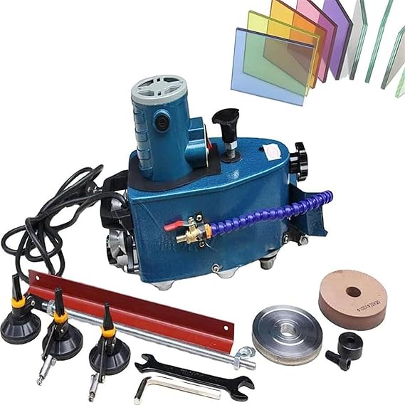 Electric Glass Edging Machine 8000r/Min Diy Diamond Glass Art Corner Grinding Edging Machine, Straight Round Bevelled Glass Edging Grinder Glass Acryl Polishing Machine