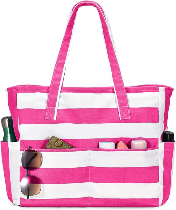 oscaurt Beach Bags for Women Large Waterproof Sandproof Beach Tote Swim Pool Bag with Zipper for Travel Vacation Essentials