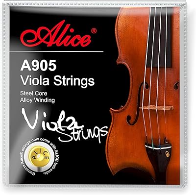 Alice Viola String 44 Full Strings Set Steel Core with Ni-Fe Winding, Nickel Plated Viola String with Ball End for 16 Viola