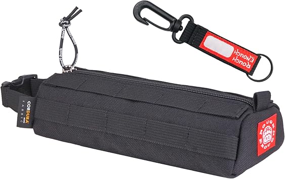 Rough Enough Small Tactical Bag, Molle Case Pouch for Boys Adults Outdoor Adventures Hiking, Quick Release Handle Black, Small Pencil Case