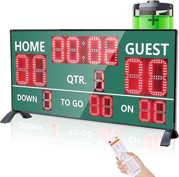 YZ LED Football Scoreboard, Electronic Scoreboard with Remote, Digital Scoreboard Football Score Keeper for Outdoor