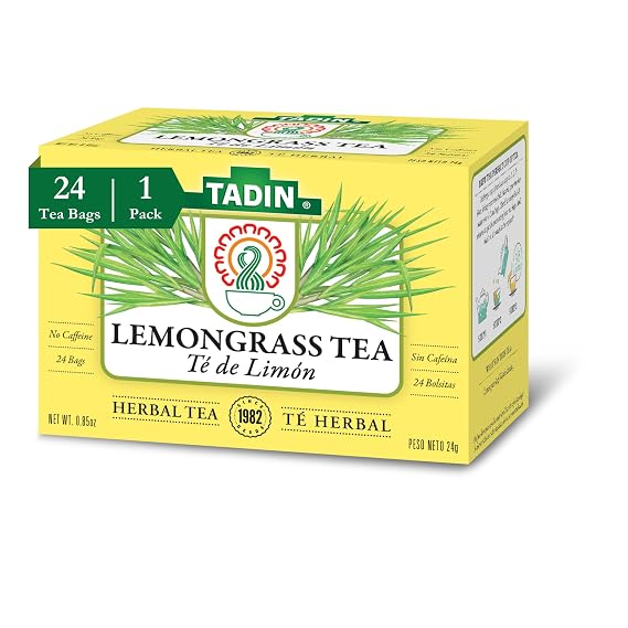 Tadin Lemongrass Tea, Herbal Tea, Caffeine Free, 24 Tea Bags Per Box, Pack of 1