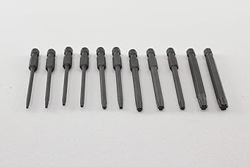TEMO 11 pc Torx Screwdriver Insert Bit Set 6 point T6-T40 Round Shank 1/4 Inch Hex End 3 Inch Length
