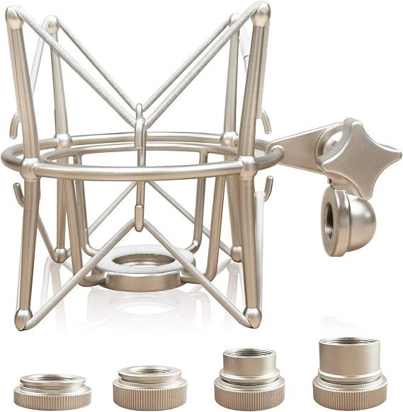 Microphone Shock Mount Mic Holder - Anti Vibration Spider Shockmount Compatible with Many Condenser Mics Like AT2020 MXL 770 MXL 990 Samson C01 Rode Procaster NT1-A Neumann U87 etc.