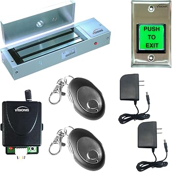 One Door Access Control Outswinging Door 1200lbs Electromagnetic Lock Kit with Wireless Receiver and Remote Magnetic Lock System - Visionis FPC-5018