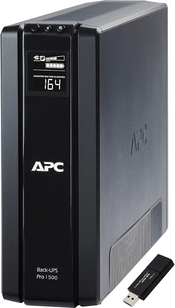 APC UPS Battery Backup Surge Protector with AVR, 1500VA, APC Back-UPS Pro BR1500G Bundle Including 16GB DataTraveler