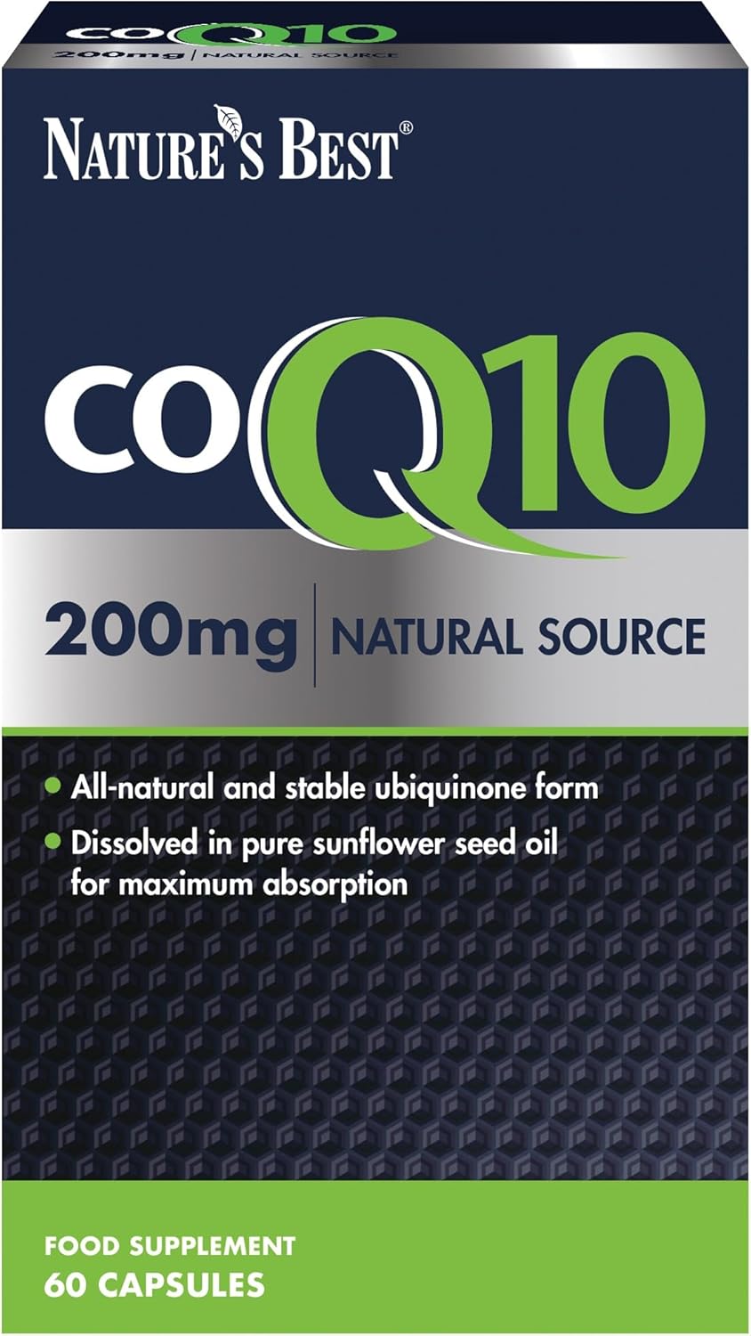 Nature's Best Co Enzyme Q10 - High Strength CoQ10 Supplement - One-a-Day - High Potency, Fast Absorption - UK Made - 200mg, 60 Capsules 2 Months' Supply