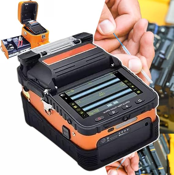 Optical Fiber Splicing Machine - Optical Fiber Welding Splicing Machine - Built-in LED Lighting - Automatic Fiber Splicer - with 5" Digital LCD Screen - V-groove for Different Fibers