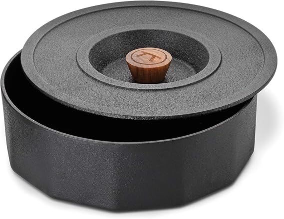 Outset Cast Iron Grill Multi-Purpose Pot, Large Tortilla and Pancke Warmer, 3 Quart
