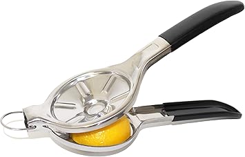 Jumbo Size FLAT PRESS 100% Stainless Steel Lemon Squeezer with Silicone Handle Manual Juicer (LS0003S)