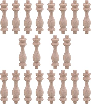 RDEXP 7.5x1.8cm H-83 Beech Unpainted Unfinished Wood Craft Spindles Baluster for Home Restaurant Decor Repair Decoration Set of 20