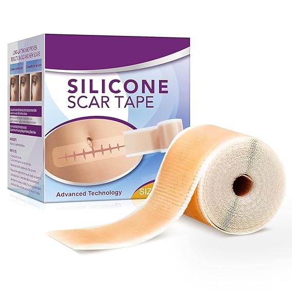 Silicone Scar Tape Roll, 1.6 x 60 Medical Tape for Wound Care Bandages Scars Strips for Surgical Scars Keloid, C-Section, Burns, Injuries Acne, Stretch Marks Removal Sheet Tapes (1.6 x 60)