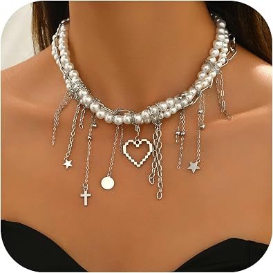 Choker Pearl Necklace for Women Twisted Imitation Pearls Necklace Jewelry Dainty Statement Accessories Costume Wedding Gifts Party Vintage Trendy Elegant Charm Necklaces