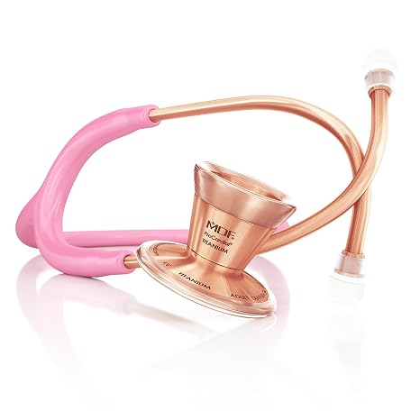 MDF Instruments ProCardial Cardiology Stethoscope, Lightweight Titanium, Adult, Dual Head, Pink Tube, Rosegold Chestpiece-Headset, MDF797TRG01