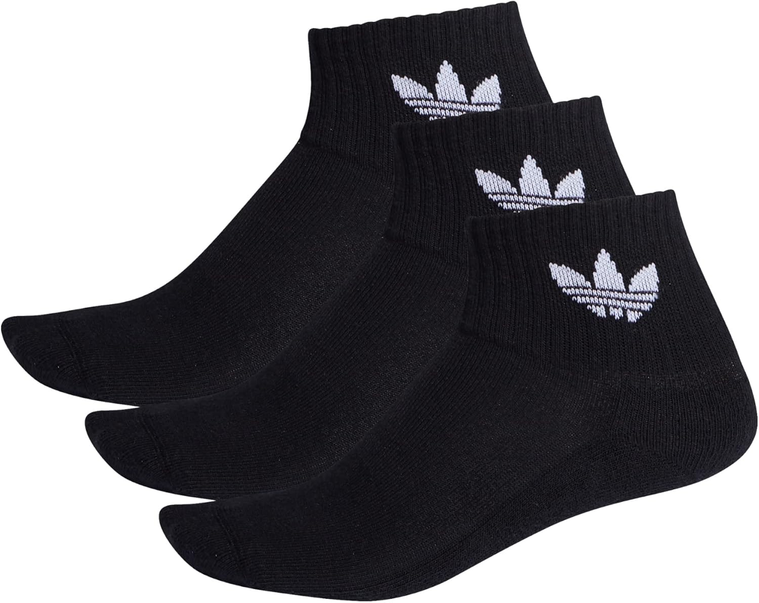 adidas Originals Socks, Mid-Cut Crew Socks, 3-Pair Set, OG Original, Men's and Women's, Trefoil, Sneaker, FT8529 FM0643, 9.8-10.6 inches 25-27 cm, Black-Black-White