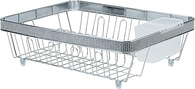 Kitchen Details Tray Dish Drying Rack, Utensil Holder, Counter Top, Pave Diamond Design Collection, Chrome
