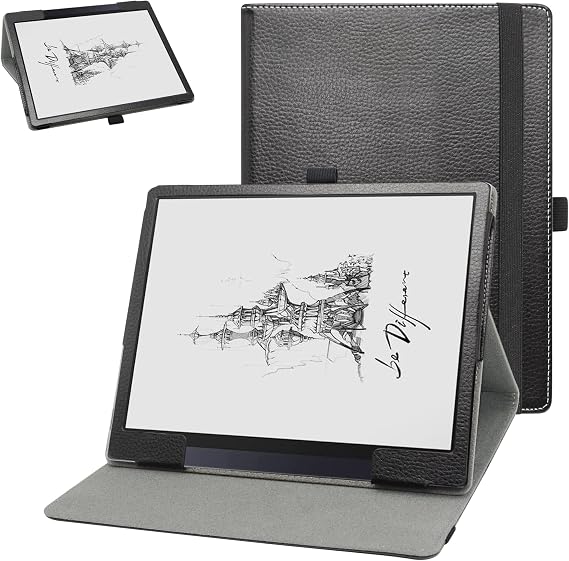 BIGE for BOOX Tab Ultra Case, PU Leather Folio 2-Folding Stand Cover for BOOX Tab Ultra 10.3" ePaper Tablet, Black