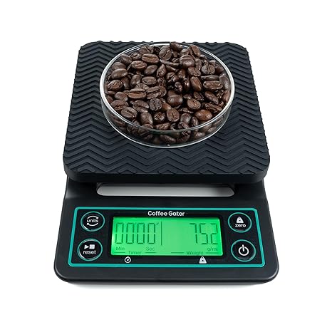 Coffee Gator Coffee Scale 0.1g Precision with Timer - 3kg Digital Scale Large LCD Weighing Kitchen Multifunctional for Pour Over, French Press, Espresso, Bean, Food, Drink