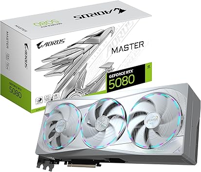Gigabyte AORUS GeForce RTX 5080 Master ICE 16G Graphics Card - 16GB GDDR7, 256 Bit, PCI-E 5.0, 2805MHz Core Clock, 3 x DP 2.1a, 1 x HDMI 2.1b, NVIDIA DLSS 4, GV-N5080AORUSM ICE-16GD