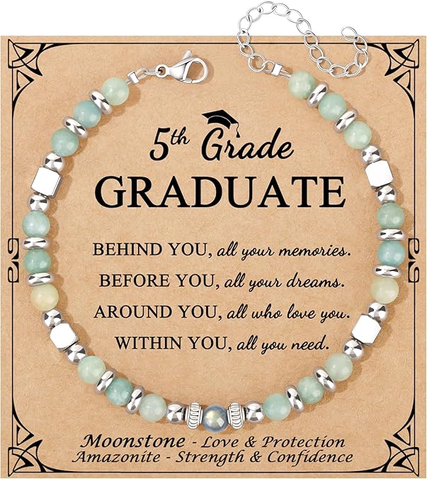 JoycuFF Gifts for Women Moonstone Bracelet Amazonite Colorful Imperial Jasper Stainless Steel Beads Bracelets, Graduation Christmas Valentines Mothers Day Birthday Gifts