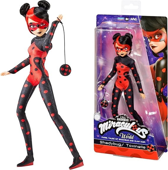Bandai - Miraculous - Shadybug Doll 26 cm - Movable Fashion Doll Alternative Version of Ladybug from Miraculous World Paris - Official Licence - Toy for Children from 4 Years - P50159