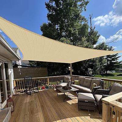 E&K Sunrise 18 x 18 Sun Shade Sail Rectangle Canopy Shade Cover UV Block for Patio Backyard Garden Outdoor Sand