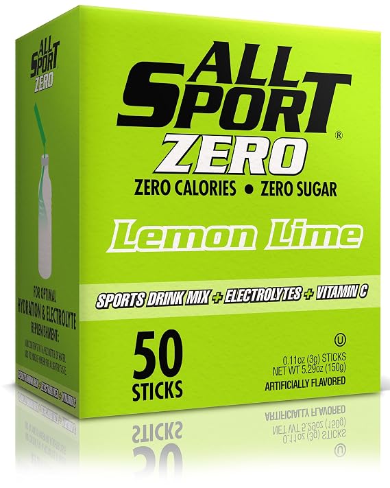All Sport Powder Hydration Sticks, Zero Calorie, Performance Electrolyte Drink Mix, Sugar Free, Lemon-Lime, 50 Ct box