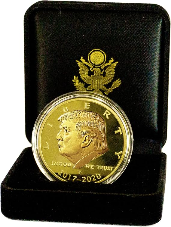 Donald Trump Gold Coin Set 2017-2020, Velvet Case, 4 Year Collectors Edition, Commemorative Gold Plated Replica Coin Cert of Auth (Velvet 17-20)