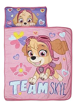 Paw Patrol Team Skye Toddler Nap-Mat Set - Includes Pillow and Plush Blanket Great for Girls Napping During Daycare or Preschool - Fits Toddlers, Pink