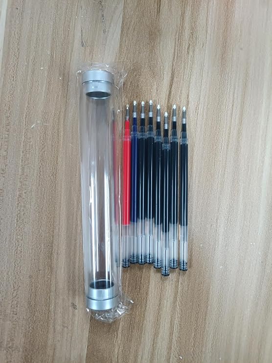 8 Pieces Replaceable Ballpoint Pen Refills Work for Most Brands Pens with Smooth Writing,Free-Flowing German Ink with Medium 0.5mm Ballpoint Tip(4.4 inch 6 Black, 1 Red, 1 Blue)