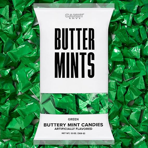 Candy Envy - Green Wrapped Buttermints - 13 oz. Bag - 100 Individaully Wrapped Candy Mints